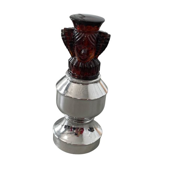 Avon Collectible Queen Chess Piece Perfume Bottle Silver Amber Vintage - Picture 1 of 5